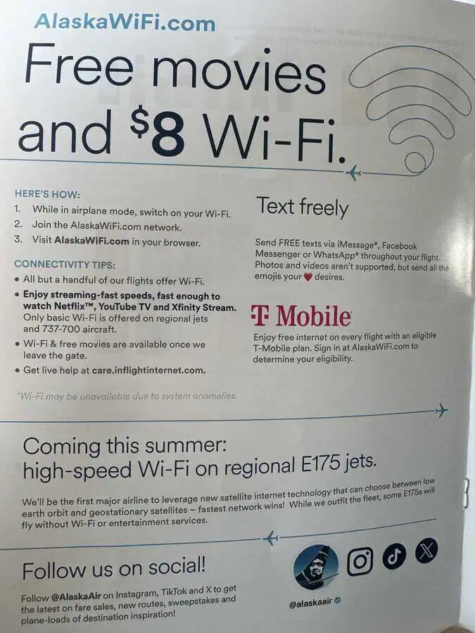 Alaska Airlines B737-800 Wifi 