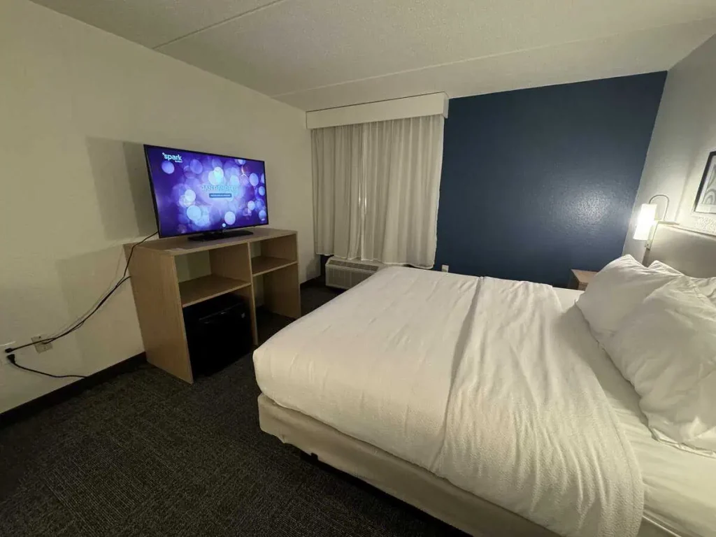 Spark king bed and TV