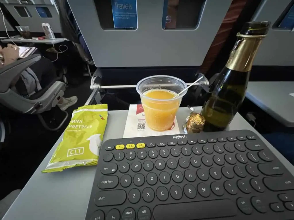 American Airlines B737-800 Main Cabin Extra Mimosa and Pretzels