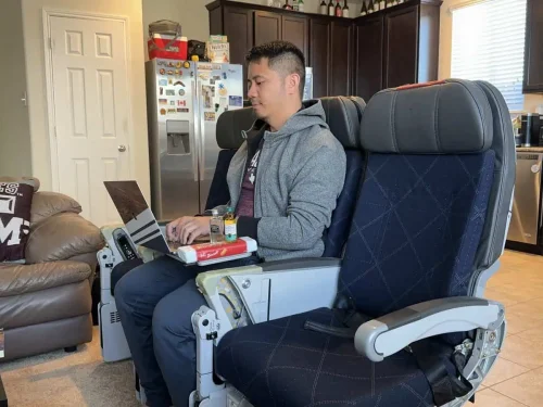 Me at Home Working In Airline Seat